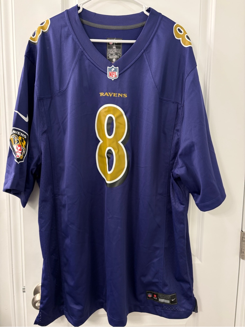 Nike Baltimore Ravens #8 Purple and Gold Men’s Football Jersey
